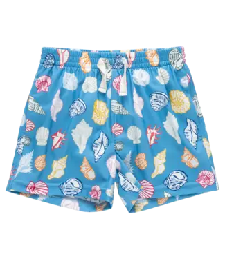 Pink Chicken Blue Seashells Swim Trunk