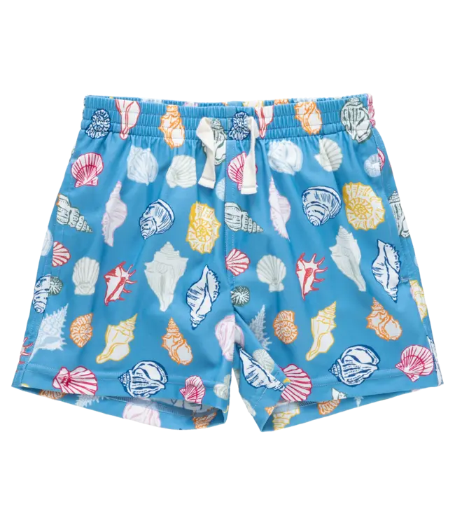 Pink Chicken Blue Seashells Swim Trunk