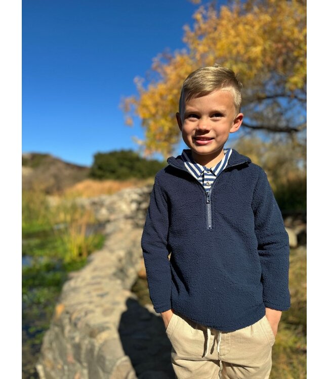 Me & Henry Navy Macchu Sherpa Zip Pullover