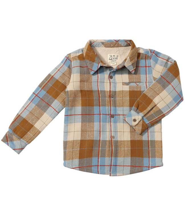 Me & Henry Beige/Brown Plaid Adventurer Sherpa Lined Shirt