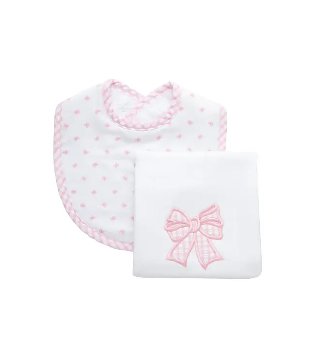 3 Marthas Bow Bib & Burp Cloth Set