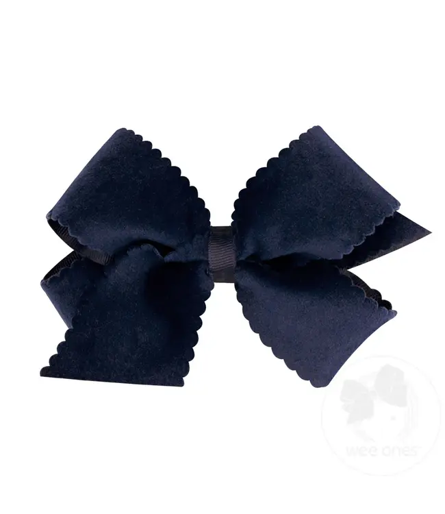 Wee Ones Medium Scalloped Edge Velvet Overlay Bow