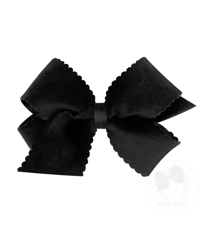 Wee Ones Medium Scalloped Edge Velvet Overlay Bow