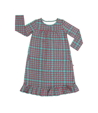 Sweet Bamboo Green Tartan Boho Dress