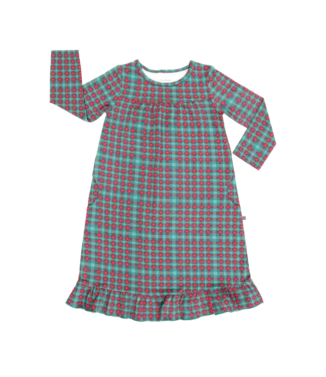 Sweet Bamboo Green Tartan Boho Dress