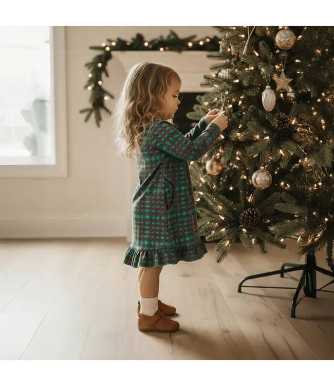 Sweet Bamboo Green Tartan Boho Dress