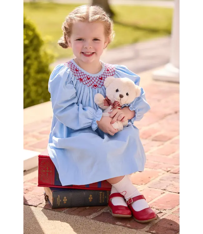 Little English Hearts Smocked Bishop Dress