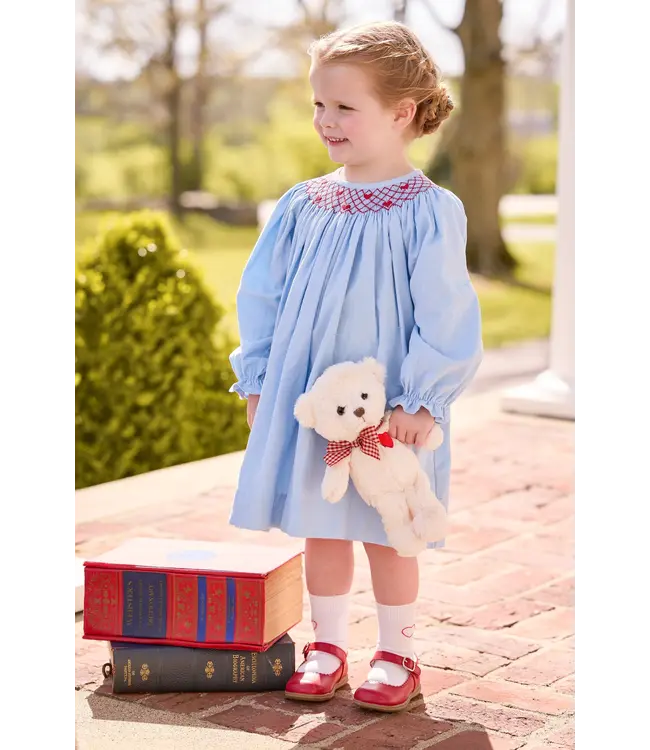Little English Hearts Smocked Bishop Dress