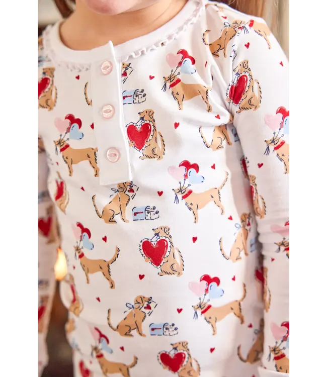 Little English I Woof You Girls Ruffled Jammies