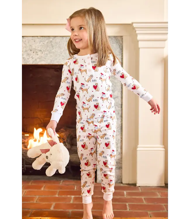 Little English I Woof You Girls Ruffled Jammies