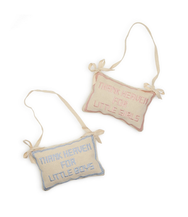 cupcakes & cartwheels Thank Heaven Embroidered Pillow Door Hanger