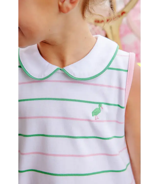 Beaufort Bonnet Tradd Street Stripe/Pink Maude's Peter Pan Collar Dress