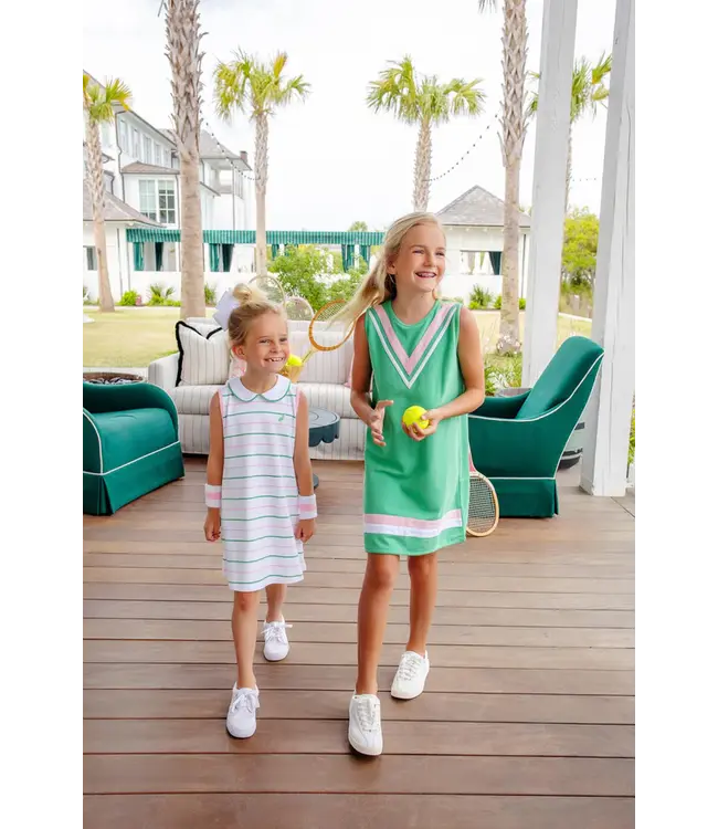 Beaufort Bonnet Tradd Street Stripe/Pink Maude's Peter Pan Collar Dress