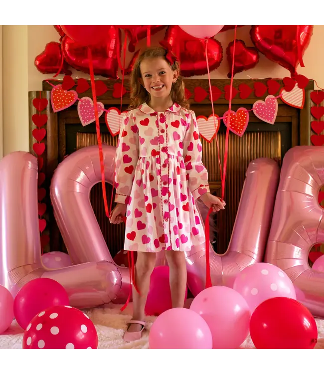 Scatter Heart Button-Front Dress