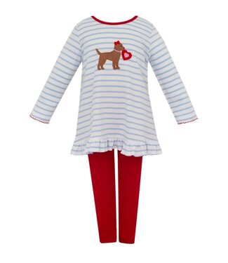 Claire & Charlie Light Blue Stripe Valentine Tunic Set