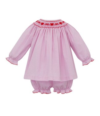 Petit Bebe Pink Gingham Valentine’s Bishop Bloomer Set