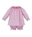 Petit Bebe Pink Gingham Valentine's Day L/S Bishop/Bloomer Set