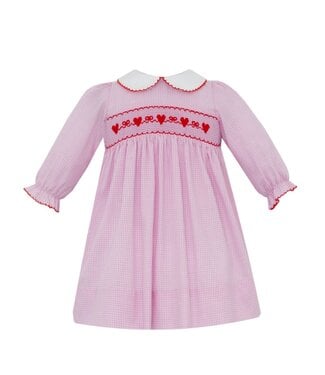 Petit Bebe Pink Gingham Valentine's Day L/S Dress