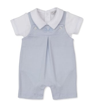 Kissy Kissy Blue/White Springtime Bunny Fun Short Overall Set