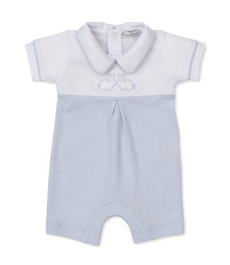 Kissy Kissy Blue/White Pique Twin Bunnies Short Playsuit