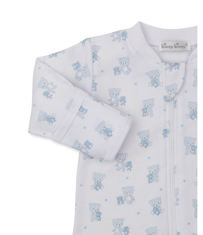Kissy Kissy Blue Teddy Bear Love Zip Footie