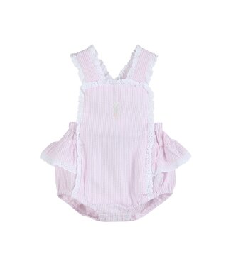 Lil Cactus Pink Seersucker Easter Bunny Ruffle Romper