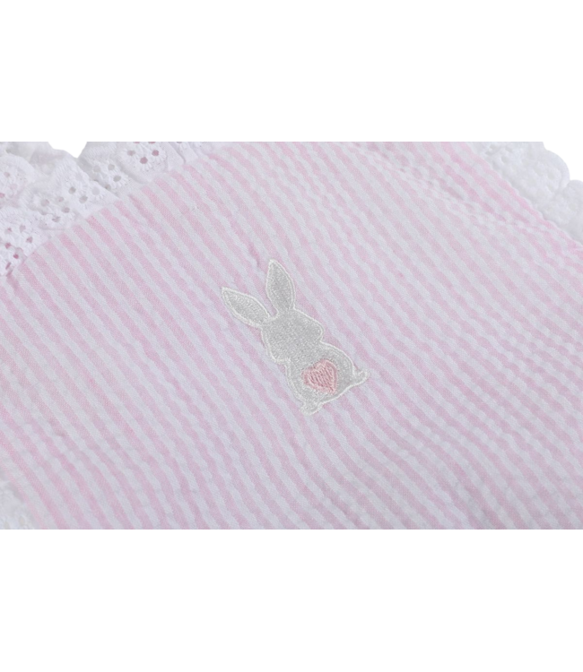 Lil Cactus Pink Seersucker Easter Bunny Ruffle Romper