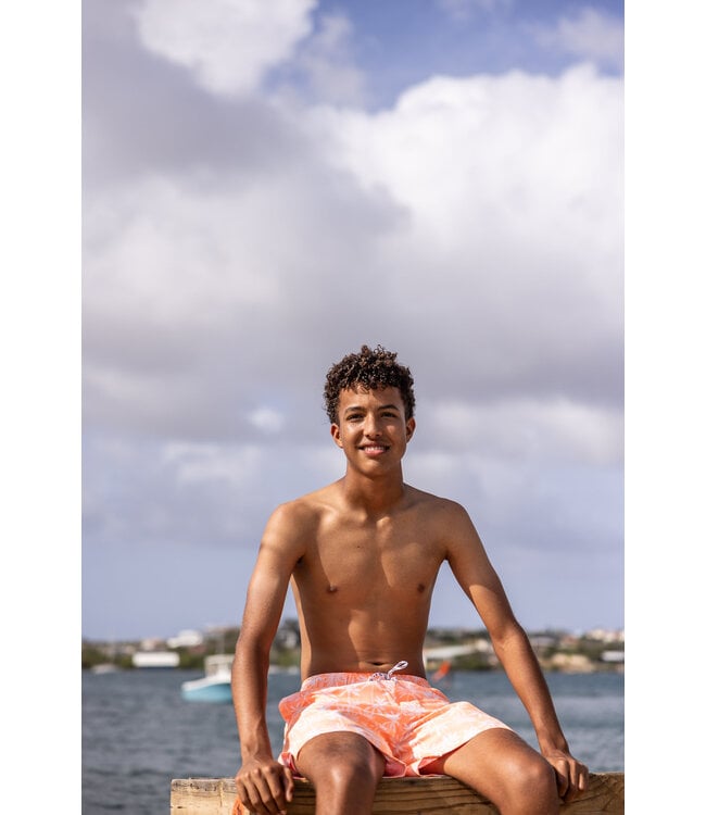 Snapper Rock Orange Cali Palms Recycled Swim Trunk