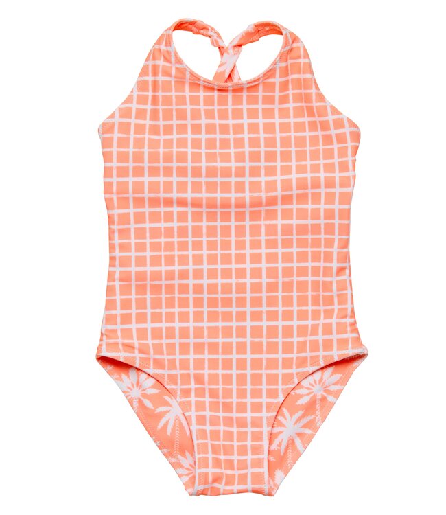 Snapper Rock Orange Cali Palms Recycled X Back Swimsuit