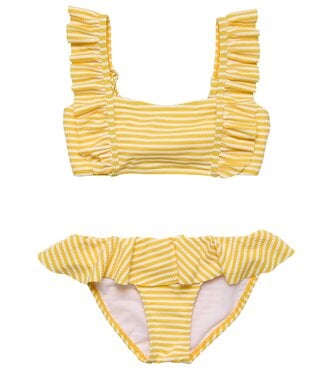 Snapper Rock Yellow Sunshine Stripe Frilled Bikini