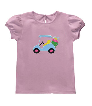 vive la fete Golf Cart Light Pink Knit Puff Sleeve Top