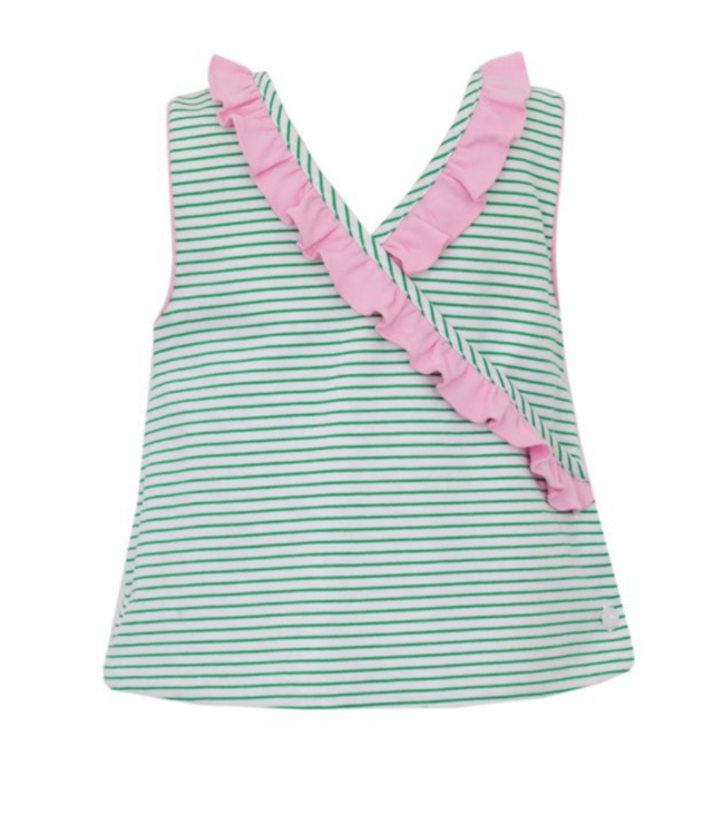 Claire & Charlie Green Knit Stripe Girls Golf Bloomer Set