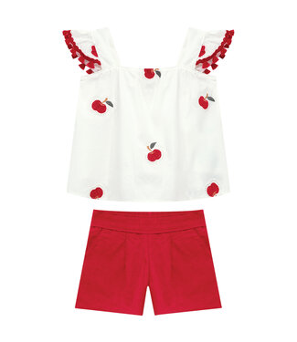 Milon White Top w/Cherries Short Set