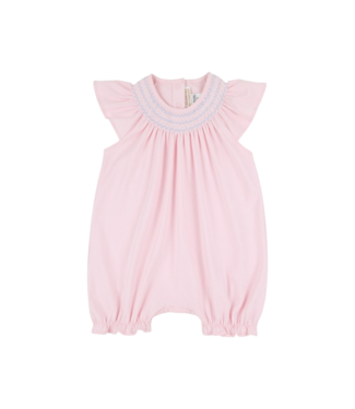 Beaufort Bonnet Palm Beach Pink/White Sandy Smocked Romper