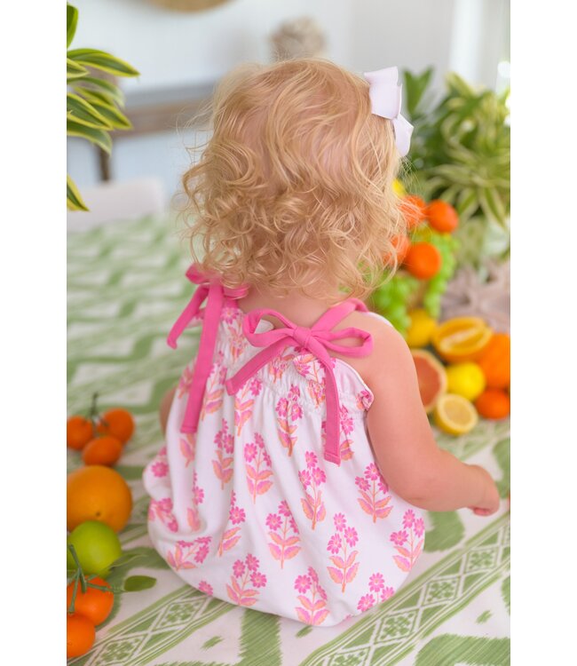 Beaufort Bonnet Bridgetown Harbor Hand Block Winter Park Pink Rosey Romper