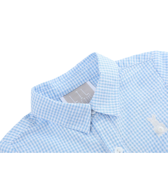 Lil Cactus Blue Gingham Easter Bunny Dress Shirt