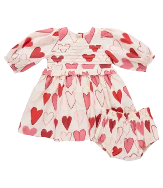Pink Chicken Gradient Hearts Renee Dress Set