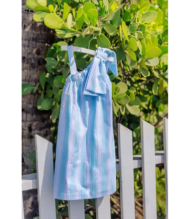 Beaufort Bonnet Belhaven Blue Ticking Stripe Maebelle Bow Dress