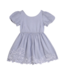 Blue Seersucker Embroidered Dress