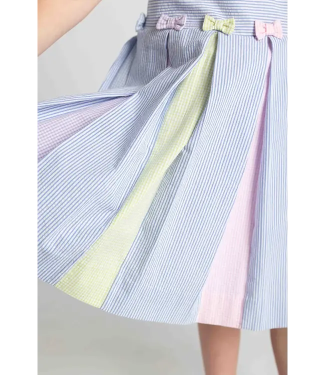 Florence Eiseman Multicolor Seersucker Pleated Dress