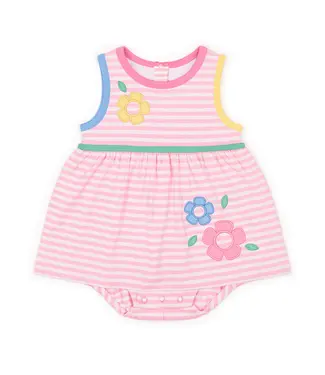 Florence Eiseman Stripe Knit Romper w/Flowers