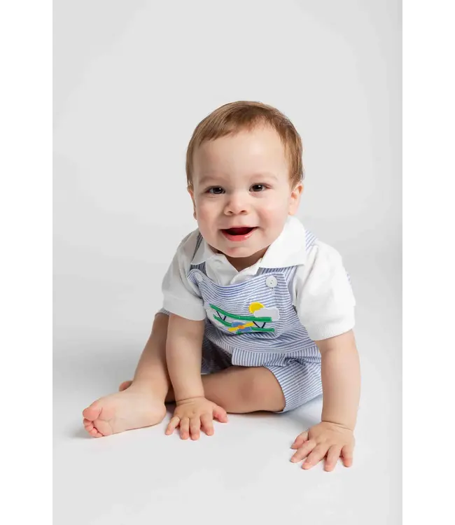 Florence Eiseman Seersucker Shortall w/Airplane