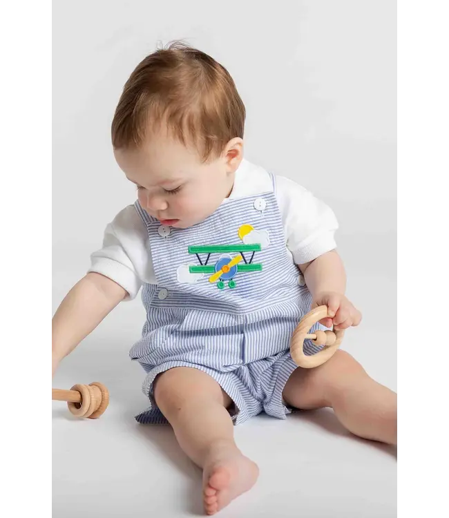 Florence Eiseman Seersucker Shortall w/Airplane