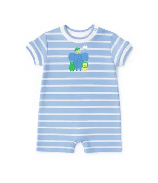 Florence Eiseman Stripe Knit Shortall with Elephant & Friends
