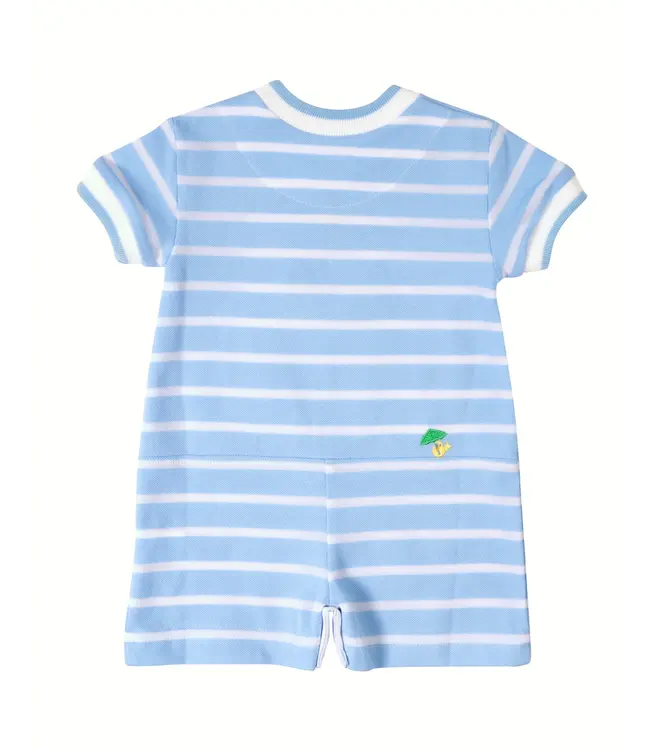 Florence Eiseman Stripe Knit Shortall W/Elephant & Friends