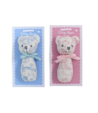Toile Teddy Bear Rattle