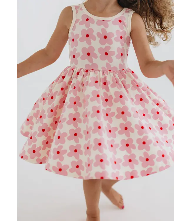 Good Apple Kids Pink Daisies Sleeveless Twirl Dress