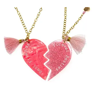 lilies&roses Best Friends & Besties Forever Pink Glitter Pearl Necklaces