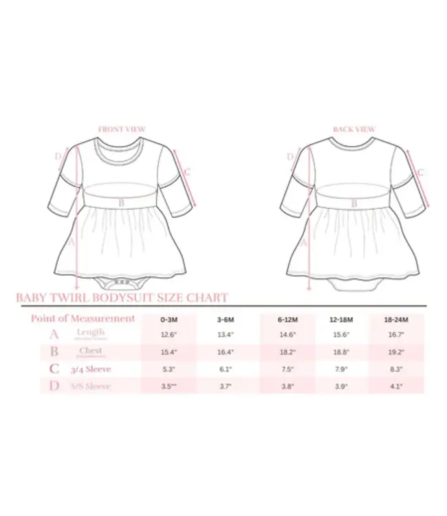 Mila & Rose Little Sister 3/4 Sleeve Twirl Bodysuit