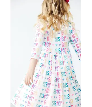 Mila & Rose Big Sister 3/4 Sleeve Twirl Dress